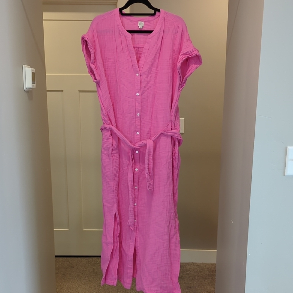Pink Button-Down Women's Dress